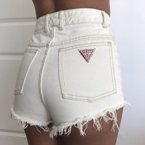 Vintage Guess White Cut-off Shorts